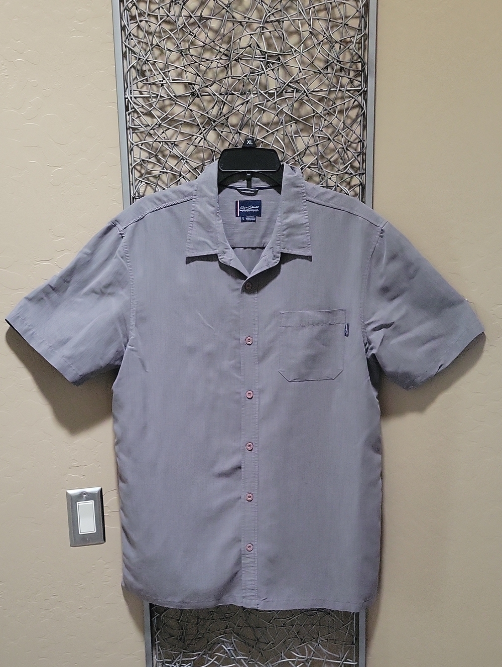 Jack O'Neill Men’s Short-Sleeve Button-Down Textured Shirt in Light Gray